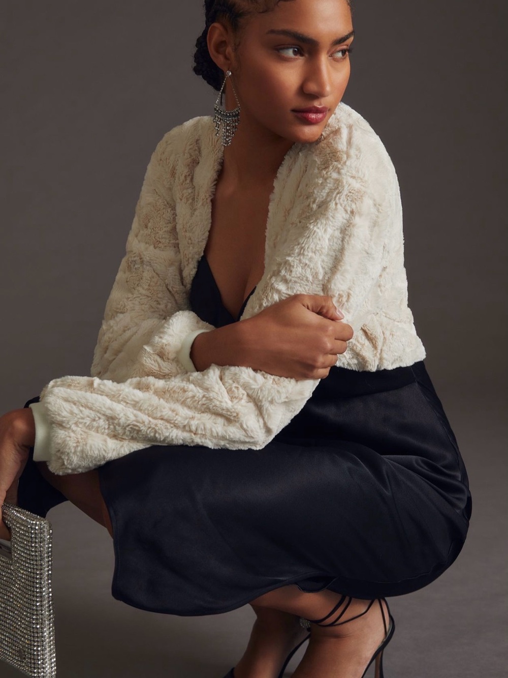 Anthropologie Maeve Cream Plush Faux-Fur Shrug NWT